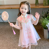 SOLVBAO Girls Dress Summer  New Ancient Chinese Clothing Short Sleeve Children Princess Dress Girls' Clothing Summer Kids' Skirt