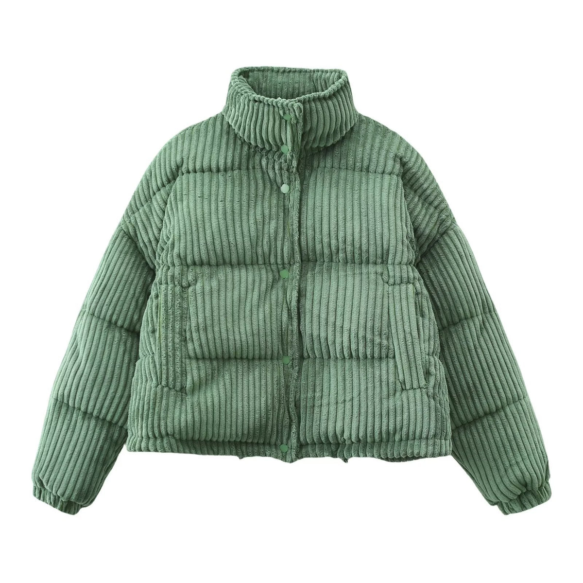 1150262 2023 Winter new stand-up collar loose and thickened warm corduroy cotton-padded jacket women's B23129