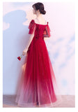 Solvbao Charming Red Tulle Off Shoudler Gradient Party Dress, A-line Prom Dress