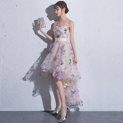 Solvbao Beautiful High Low Flowers Tulle Homecoming Dress, Fashionable Short Party Dress