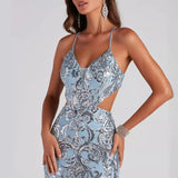 SOLVBAO Cross-Border New Arrival European and American Sexy V-neck Sequins Evening Gown Elegant Banquet Party Party Dress