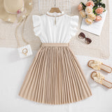 SOLVBAO Big Children's Clothing  Children's Wear for Spring and Summer European and American New Western Style Flounced Sleeve Color Matching Children Princess Dress Girl Dress