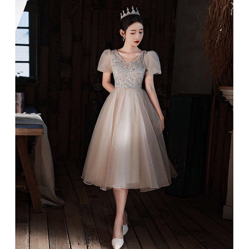 SOLVBAO Evening Dress for Women Banquet Annual Meeting High-End Special Interest Light Luxury  Style Host Design Sense Socialite Advanced Texture Fairy