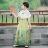 SOLVBAO Hanfu Girls' Summer Chinese Style High-End Super Fairy Horse-Face Skirt Ancient Style Girl Tang Suit National Style Chinese Style Horse-Face Skirt