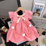 SOLVBAO Girls' Dress  Summer New Korean Style Little Kids' Princess Dress Western Style Children's Baby Summer Short Sleeve Skirt