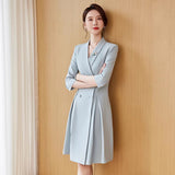 SOLVBAO Host Business Suit and Dress Speech Costume Women's, Blue Business Formal Wear Dress Fashion Waist Trimming Slimming Suit Skirt