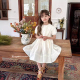 SOLVBAO Aimo Beibei  Summer White Moonlight Princess Dress Girl  Style Dress Sweet Temperament Puff Short Sleeve Dress