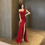 SOLVBAO New Sexy Tube Top Package Hip Split High-Grade Temperament Toast Dress Banquet Car Model Mop Evening Dress