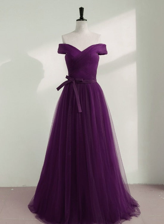 Solvbao Purple A-line Sweetheart Floor Length Evening Dress Bridesmaid Dress, Purple Formal Dress