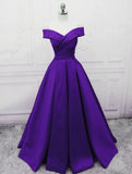 Solvbao Purple Satin Simple Sweetheart Long Evening Dress, Purple Formal Wedding Party Dresses