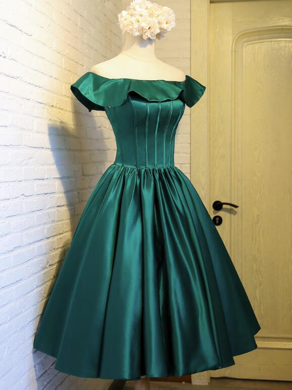 Solvbao Dark Green Off Shoulder Vintage Evening Party Dress, Classical Party Dress, Formal Dress