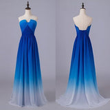 Solvbao Beautiful Blue Gradient Long Chiffon Party Dress, A-line Junior Prom Dress