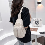 solvbao - Women Bag Retro Fashion Bag Female New Trend Messenger Simple Girl Chest Bag Lady Shoulder Bag Pure Color Crossbody Pack