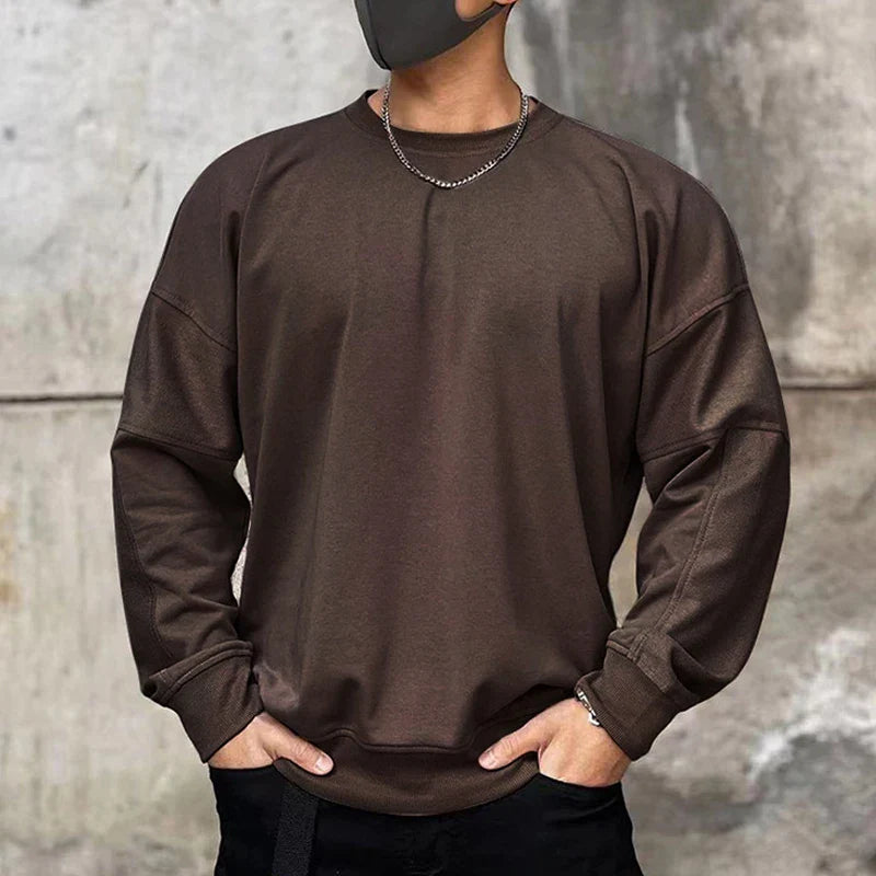 Solvbao  -  Trend Solid Men's Sweatshirts Fashion Spring Autumn Long Sleeve Round Neck Hoodie Pullover Streetwear Fashion Casual Loose Tops