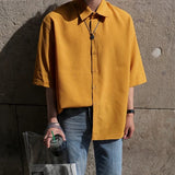 Solvbao   -  Summer Men's Fashion Loose Solid Color Shirts Male Korean Short Sleeve Thin Shirts Men Single Breasted Casual Shirts V59