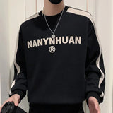 Solvbao  -  Fashion O-Neck Spliced Printed Letter T-Shirt Men's Clothing Autumn New All-match Casual Pullovers Loose Korean Tee Shirt