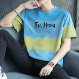 Solvbao  -  Fashion Printed O-Neck Letter Gradient T-Shirt Men's Clothing Summer New Oversized Casual Pullovers Korean Tee Shirt