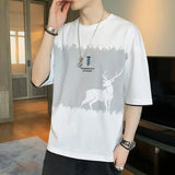 Solvbao  -  Fashion O-Neck Spliced Printed T-Shirt Men's Clothing Spring New Oversized Casual Pullovers Korean Short Sleeve Tee Shirt