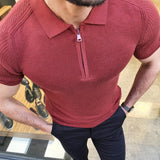 Solvbao Summer New Knitwear Men's T Shirts Slim Lapel Short-sleeved Polo Shirt Solid Color Casual Male Tops