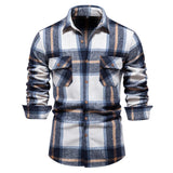 Solvbao  -   Fashion Autumn Long Sleeve Men's Shirt Plaid Turn-down Collar Double Pockets Blouse Designer Clothes Social Shirts For Men