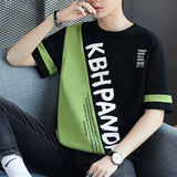 Solvbao  -  Fashion Printed Spliced Letter Short Sleeve T-Shirt Men's Clothing Spring New Oversized Casual Pullovers Korean Tee Shirt