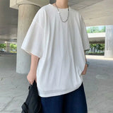 Solvbao  -  Summer Ice Silk Solid Color T-Shirt Casual White Quick Dry O-neck Short Sleeve Harajuku High Street Comfortable Half Sleeve Tee