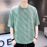 Solvbao  -  Fashion Solid Color Loose Korean T-Shirt Men's Clothing Summer New Casual Pullovers Tops Short Sleeve All-match Tee Shirt