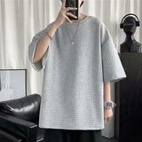 Solvbao  -  T-shirt Men's Large Size Summer Loose O-neck Short-sleeved Top Men Five-quarter Sleeves Ins Casual Comfortable T-shirt