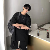 Solvbao  -  Summer Unisex Asual Suit Men's Hong Kong Style Short SleeveT-shirt Korean Streetwear Casual Preppy Shorts Two Piece sportswear