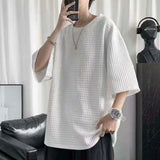 Solvbao  -  T-shirt Men's Large Size Summer Loose O-neck Short-sleeved Top Men Five-quarter Sleeves Ins Casual Comfortable T-shirt