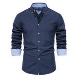 Solvbao  -  New Autumn Long Sleeve Oxford Men's Shirts 70% Cotton Solid Color Social Shirts for Men Designer Clothes Turn-down Collar Blouse