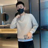 Solvbao  - Fashion O-Neck Spliced All-match T-Shirt Men's Clothing Spring New Oversized Casual Pullovers Loose Korean Tee Shirt