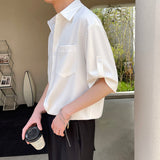 Solvbao Summer New Korean Fashion Ice Silk Short Sleeve Shirt Men Half-sleeved Lapel Solid Color Casual High Quality Shirts for Men