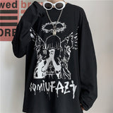 Solvbao Men Long Sleeve T-Shirts Autumn Print Gothic Vintage Ulzzang Cozy High Street Streetwear Trendy Baggy Korean Version Harajuku Bf