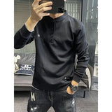 Solvbao  -  Stylish Solid Color Letter Embroidery Korean T-Shirt Men's Clothing Autumn New Oversized Casual Pullovers Loose Tee Shirt