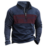 Solvbao Patchwork Fashion Mens Sweatshirt Casual Loose Long Sleeve Zip- Stand Collar Pullovers  Spring Leisure Men Hoodie Streetwear