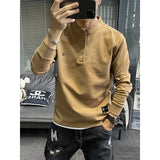 Solvbao  -  Stylish Solid Color Letter Embroidery Korean T-Shirt Men's Clothing Autumn New Oversized Casual Pullovers Loose Tee Shirt