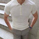 Solvbao Summer New Knitwear Men's T Shirts Slim Lapel Short-sleeved Polo Shirt Solid Color Casual Male Tops