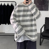 Solvbao Harajuku Striped T shirts For Men Oversized Tees Man Casual Long Sleeve Tshirt Woman Loose Pullovers Tops 5XL