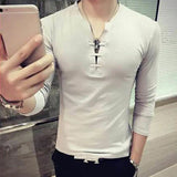 Solvbao  -  Stylish Printed Solid Color Stand Collar Letter T-Shirt Men's Clothing Autumn New Casual Pullovers Loose Korean Tee Shirt