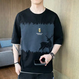 Solvbao  -  Fashion O-Neck Spliced Printed T-Shirt Men's Clothing Spring New Oversized Casual Pullovers Korean Short Sleeve Tee Shirt