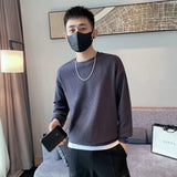 Solvbao  - Fashion O-Neck Spliced All-match T-Shirt Men's Clothing Spring New Oversized Casual Pullovers Loose Korean Tee Shirt