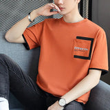 Solvbao  -  Fashion O-Neck Spliced Pockets Letter T-Shirt Men's Clothing Summer New Oversized Casual Pullovers Korean Tee Shirt