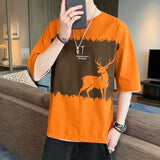 Solvbao  -  Fashion O-Neck Spliced Printed T-Shirt Men's Clothing Spring New Oversized Casual Pullovers Korean Short Sleeve Tee Shirt