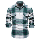 Solvbao  -   Fashion Autumn Long Sleeve Men's Shirt Plaid Turn-down Collar Double Pockets Blouse Designer Clothes Social Shirts For Men