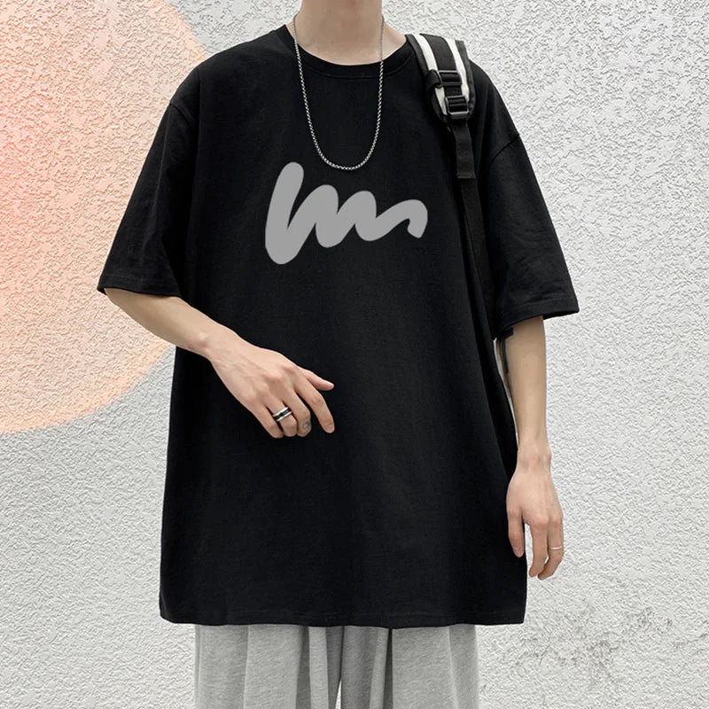 Solvbao  -  Men's Cotton Oversized T-shirt Loose Tops Tshirts For Clothing Breathable Casual Pattern Short Sleeve Tees Streetwear Recommend