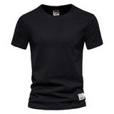 Solvbao  -  Mens Summer 100% Cotton T-Shirts Wihte Fashion Casual Short Sleeve O-Neck T Shirt for Men Quality Tops Tees Basic Clothing Black