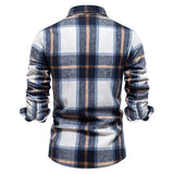 Solvbao  -   Fashion Autumn Long Sleeve Men's Shirt Plaid Turn-down Collar Double Pockets Blouse Designer Clothes Social Shirts For Men