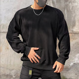 Solvbao  -  Trend Solid Men's Sweatshirts Fashion Spring Autumn Long Sleeve Round Neck Hoodie Pullover Streetwear Fashion Casual Loose Tops