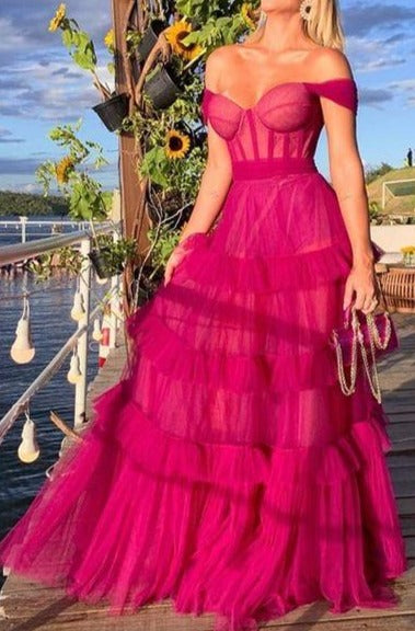 kamahe Formal Evening Dresses Off the Shoulder Chic A Line Long Prom Dresses